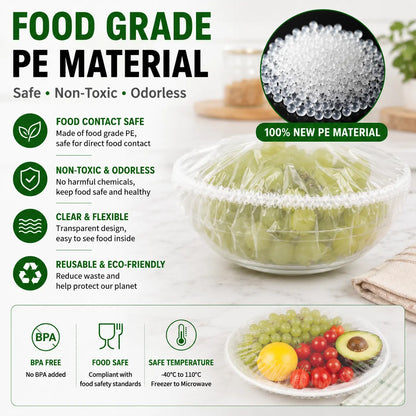 Disposable Stretch Food Covers, Elastic Kitchen Bowl & Plate Lids, Plastic Wrap Alternative for Food Storage & Leftovers Preservation