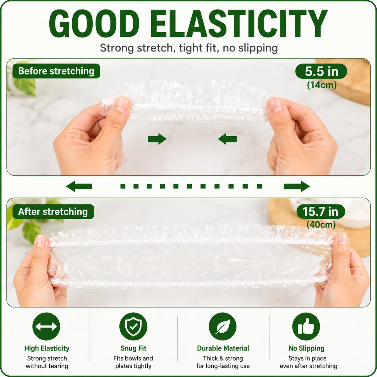 Disposable Stretch Food Covers, Elastic Kitchen Bowl & Plate Lids, Plastic Wrap Alternative for Food Storage & Leftovers Preservation