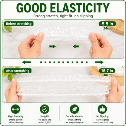 Disposable Stretch Food Covers, Elastic Kitchen Bowl & Plate Lids, Plastic Wrap Alternative for Food Storage & Leftovers Preservation
