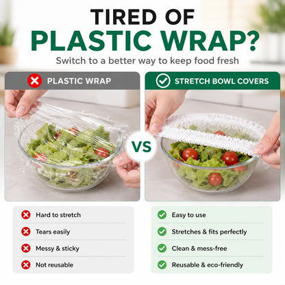 Disposable Stretch Food Covers, Elastic Kitchen Bowl & Plate Lids, Plastic Wrap Alternative for Food Storage & Leftovers Preservation
