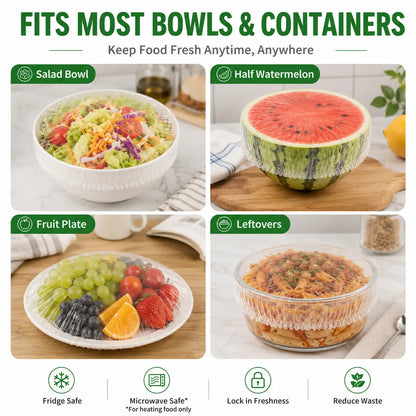 Disposable Stretch Food Covers, Elastic Kitchen Bowl & Plate Lids, Plastic Wrap Alternative for Food Storage & Leftovers Preservation